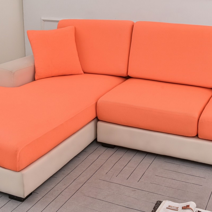 91家纺网 家纺一手货源 找家纺 兴妮雅家纺 2024新款冰丝面料组合沙发垫套 活力橙