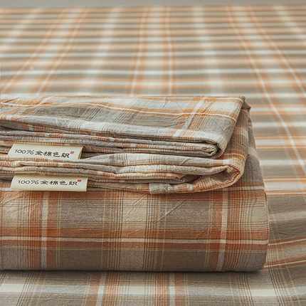 居眠 2024新款全棉色织单纯水洗棉无印 床笠 洛卡 灰