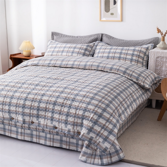 91家纺网 家纺一手货源 找家纺 优乐家纺 2025新款全棉四件套水洗纯棉夹棉绗缝加厚被罩 纽爱格兰