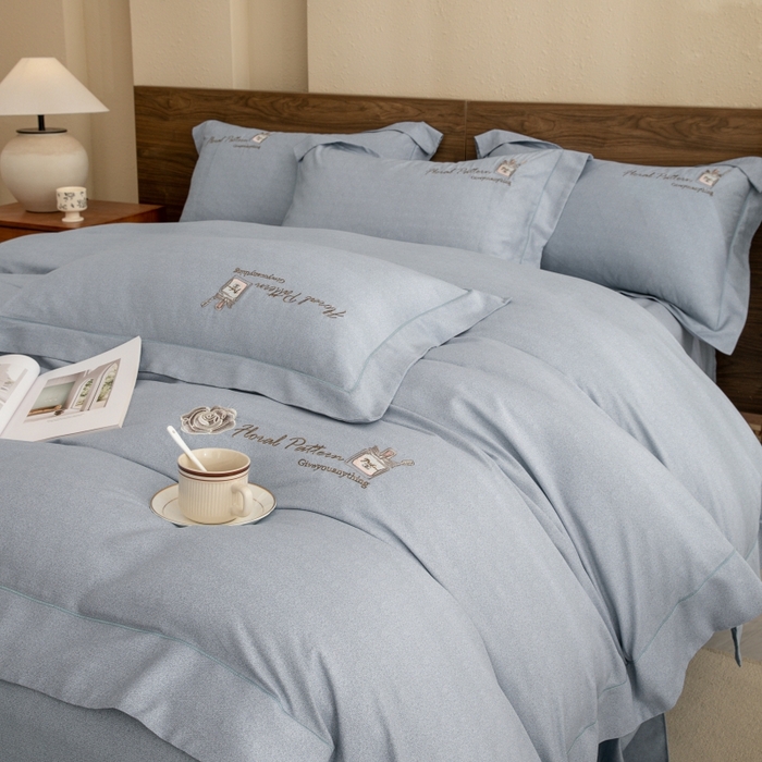 91家纺网 家纺一手货源 找家纺 绒博士 2024新款120支天丝棉四件套-玛奇朵 灰色