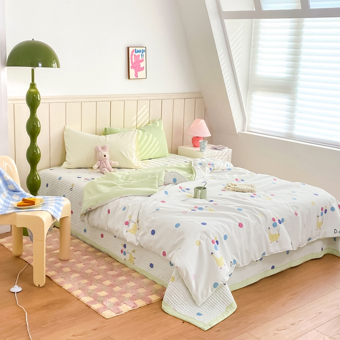 91家纺网 家纺一手货源 找家纺 羋多家纺 2024新款麻绳印花小米棉夏被云感泡芙棉被子泡泡纱单夏被（另有单独床盖）告白气球