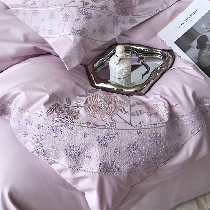 91家纺网 家纺一手货源 找家纺 （总）红番天家居馆 2025新款长绒棉全棉绣花四件套--花间意境系列