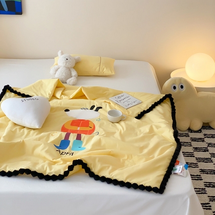 喜多兔儿童家纺 2024新品全棉水洗棉夏被空调被小安馨被子 黄色小狗崽