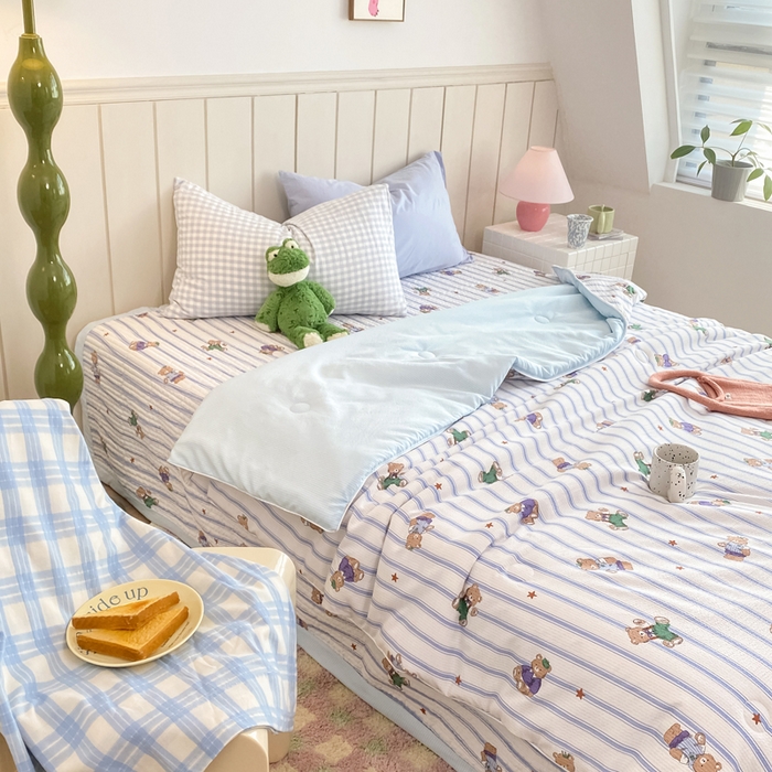 91家纺网 家纺一手货源 找家纺 羋多家纺 2024新款麻绳印花小米棉夏被云感泡芙棉被子泡泡纱单夏被（另有单独床盖）开心乐园