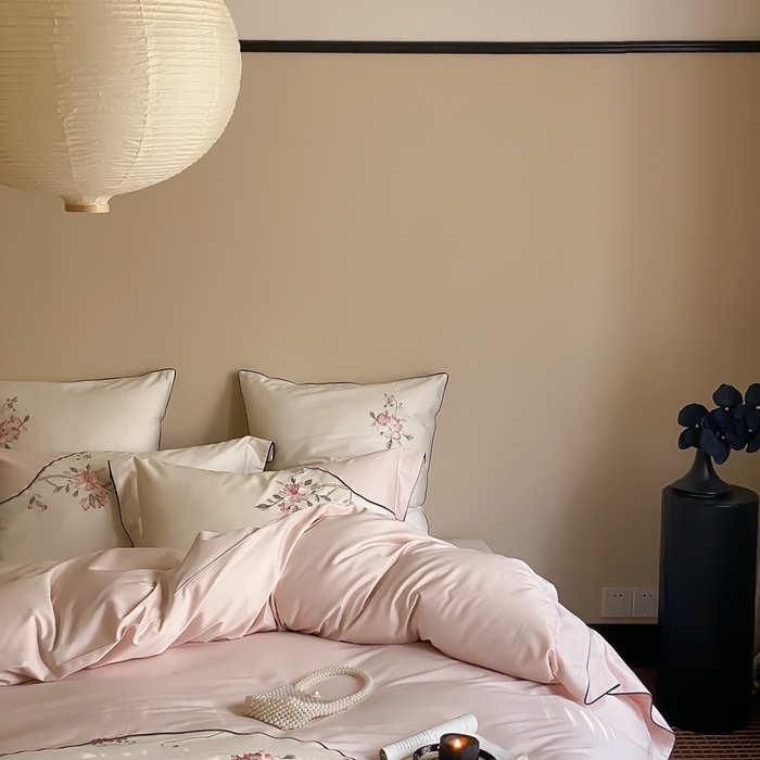 91家纺网 家纺一手货源 找家纺 MIU缪家居-2024新款100支全棉四件套-点春枝 点春枝（粉）