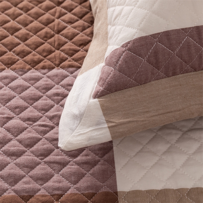 91家纺网 家纺一手货源 找家纺 优乐家纺 2025新款全棉枕套水洗纯棉夹棉绗缝加厚枕芯罩 咖大格