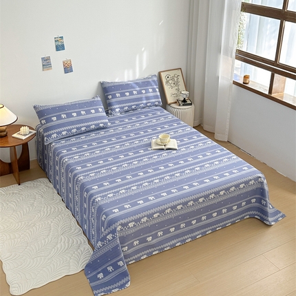 雨洋2025新款直播爆款老粗布凉席 芭提雅-蓝