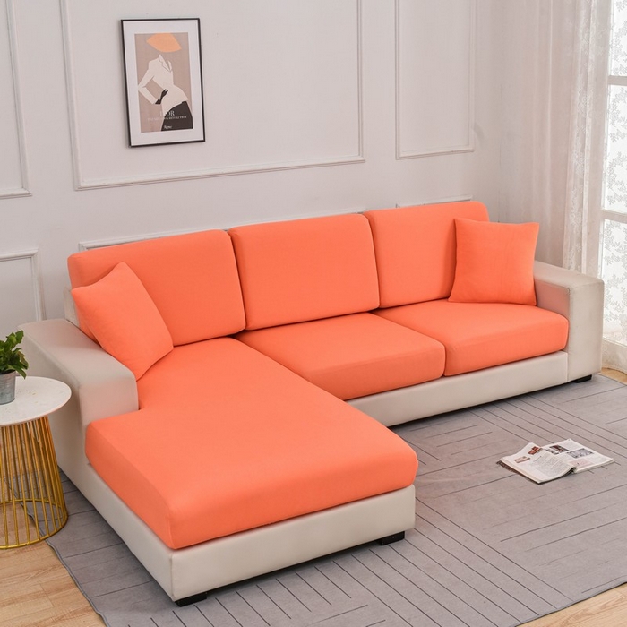 91家纺网 家纺一手货源 找家纺 兴妮雅家纺 2024新款冰丝面料组合沙发垫套 活力橙