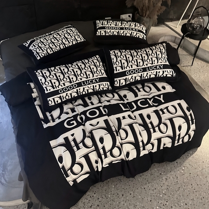 丽斐纺织 2024新款双面磨毛数码印花四件套 磨毛黑迪