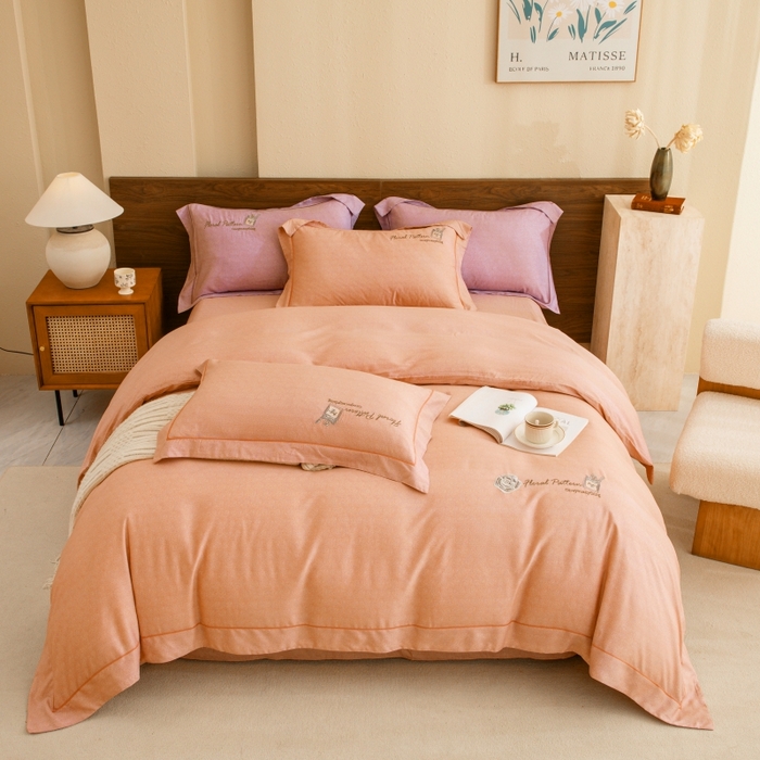 91家纺网 家纺一手货源 找家纺 绒博士 2024新款120支天丝棉四件套-玛奇朵 桔色