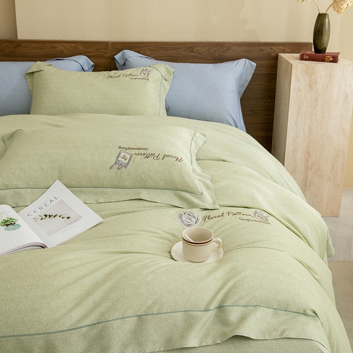 91家纺网 家纺一手货源 找家纺 绒博士 2024新款120支天丝棉四件套-玛奇朵 绿色