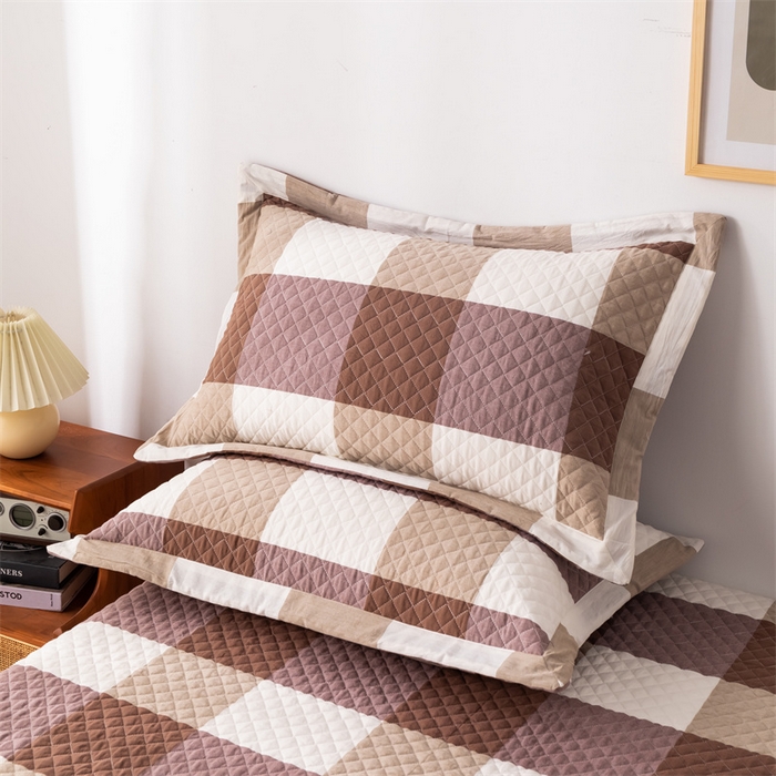 91家纺网 家纺一手货源 找家纺 优乐家纺 2025新款全棉床笠水洗纯棉夹棉绗缝加厚床笠 咖大格