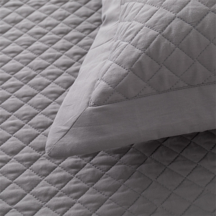 91家纺网 家纺一手货源 找家纺 优乐家纺 2025新款全棉枕套水洗纯棉夹棉绗缝加厚枕芯罩 皇宫灰