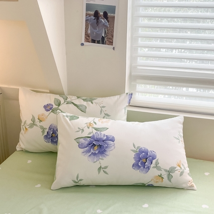 威乐尼家纺 2024新款全棉喷气印花系列单枕套 紫色心情
