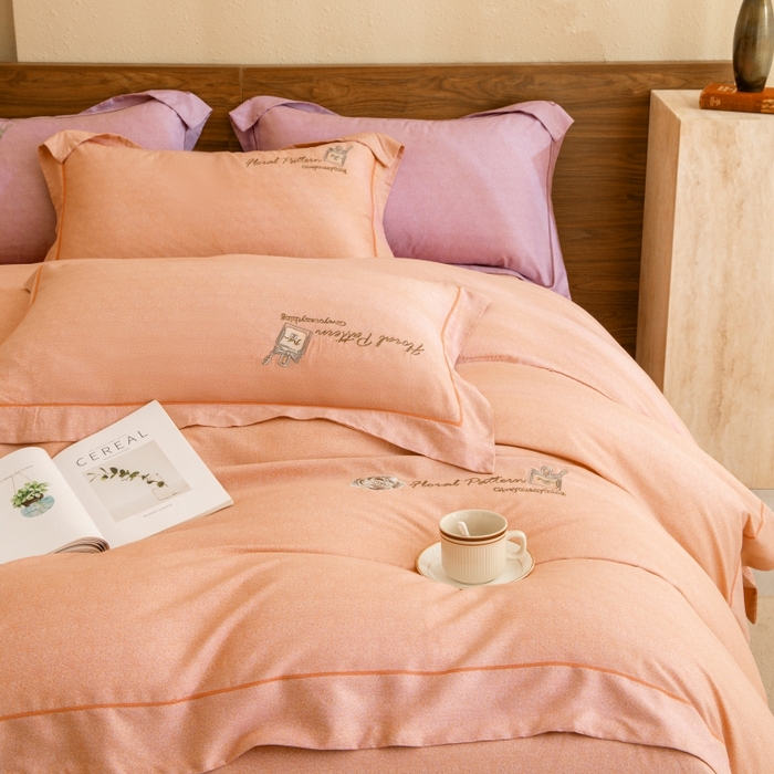 91家纺网 家纺一手货源 找家纺 绒博士 2024新款120支天丝棉四件套-玛奇朵 桔色