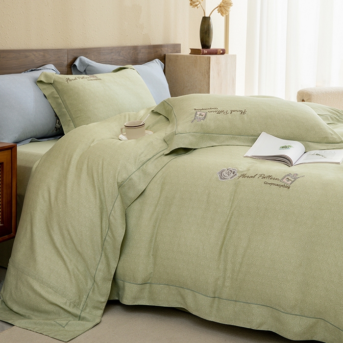 91家纺网 家纺一手货源 找家纺 绒博士 2024新款120支天丝棉四件套-玛奇朵 绿色