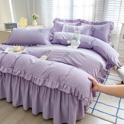 91家纺网 家纺一手货源 找家纺 （总）家之硕 2024新款春秋款靓丝棉床裙款四件套 