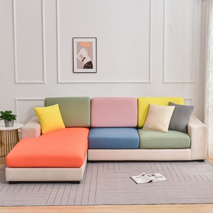 兴妮雅家纺 2024新款冰丝面料组合沙发垫套 橙绿粉蓝黄