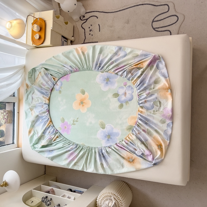 91家纺网 家纺一手货源 找家纺 优眠坊 2025新款全棉单床笠 仙花