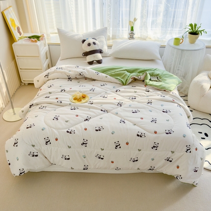 花言狐语 2025新款A类水洗泡泡棉大豆纤维夏凉被 可爱熊猫
