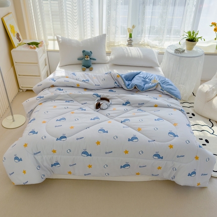 花言狐语 2025新款A类水洗泡泡棉大豆纤维夏凉被 小海豚