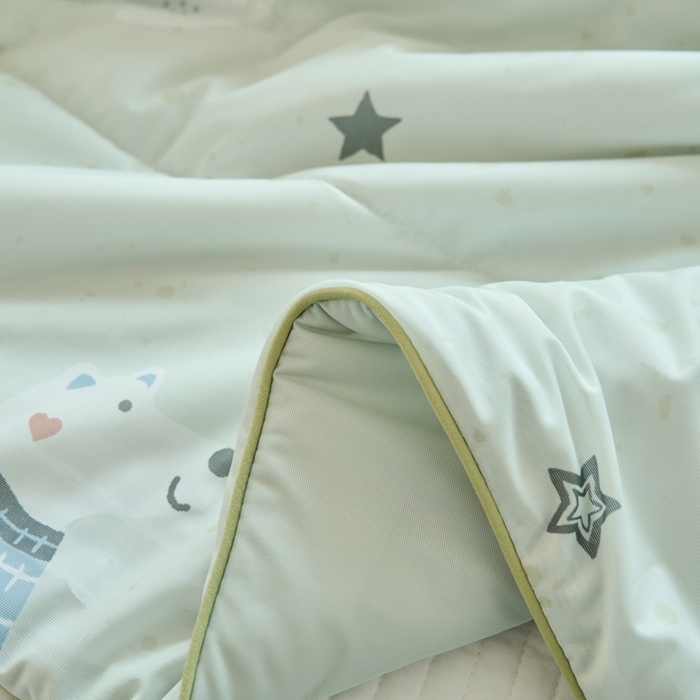 91家纺网 家纺一手货源 找家纺 吾诺家居 2024新款凉感冰柔丝印花夏被 星星狗