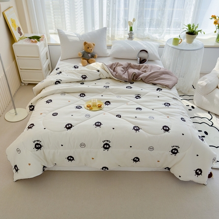 91家纺网 家纺一手货源 找家纺 （总）花言狐语 2025新款A类水洗泡泡棉大豆纤维夏凉被