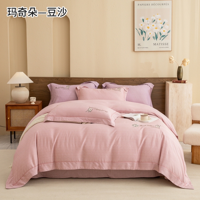 91家纺网 家纺一手货源 找家纺 绒博士 2024新款120支天丝棉四件套-玛奇朵 豆沙