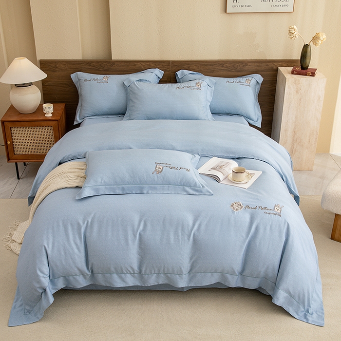 91家纺网 家纺一手货源 找家纺 绒博士 2024新款120支天丝棉四件套-玛奇朵 兰色