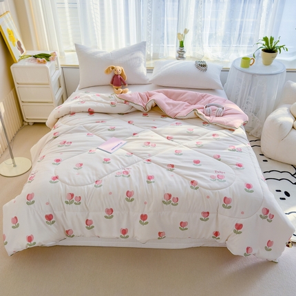 91家纺网 家纺一手货源 找家纺 （总）花言狐语 2025新款A类水洗泡泡棉大豆纤维夏凉被