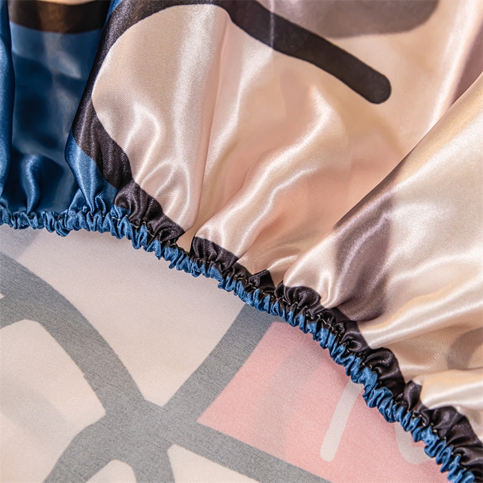 91家纺网 家纺一手货源 找家纺 梦舒羽 2025新款大版可水洗冰丝床笠宿舍床垫保护套三件套 招财小猫