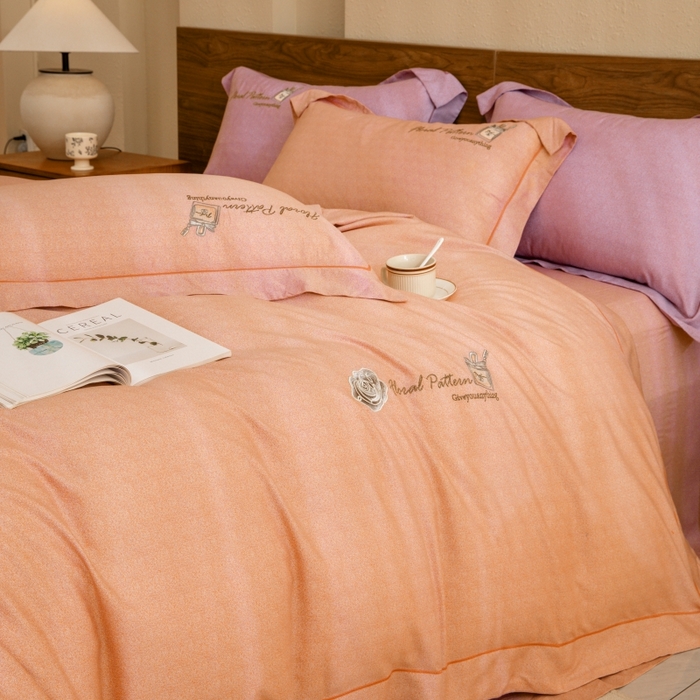 91家纺网 家纺一手货源 找家纺 绒博士 2024新款120支天丝棉四件套-玛奇朵 桔色