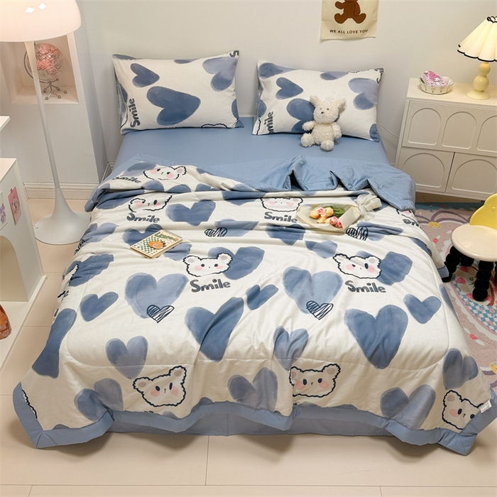 91家纺网 家纺一手货源 找家纺 简宜家居（朝初家纺） 2025新款40支全棉大豆夏被 波波兔