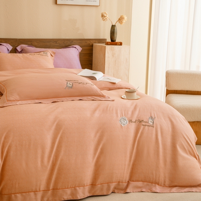 91家纺网 家纺一手货源 找家纺 绒博士 2024新款120支天丝棉四件套-玛奇朵 桔色