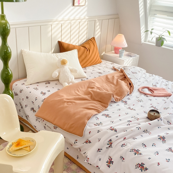 91家纺网 家纺一手货源 找家纺 羋多家纺 2024新款麻绳印花小米棉夏被云感泡芙棉被子泡泡纱单夏被（另有单独床盖）繁华