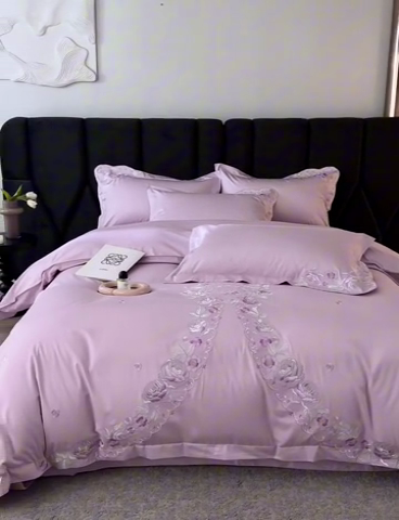 91家纺网 家纺一手货源 找家纺 红番天家居馆 全棉长绒棉刺绣四件套-浪漫系列 长绒棉-浪漫-海葵紫