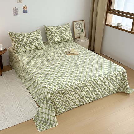 雨洋2025新款直播爆款老粗布凉席 回字格 绿