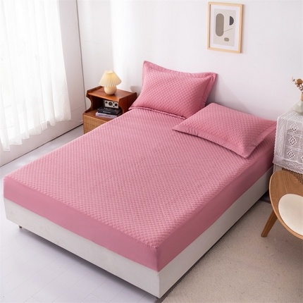 优乐家纺 2025新款全棉床笠水洗纯棉夹棉绗缝加厚床笠 活力豆沙