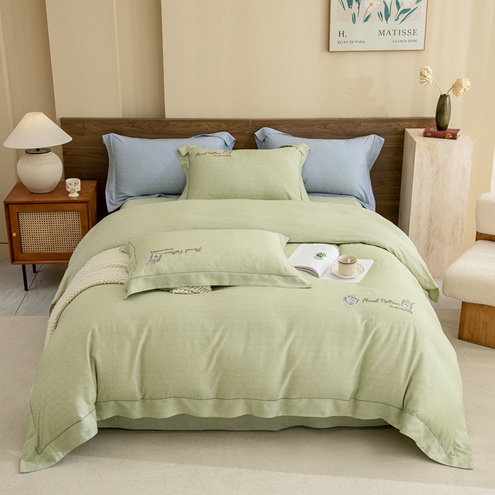 91家纺网 家纺一手货源 找家纺 绒博士 2024新款120支天丝棉四件套-玛奇朵 绿色