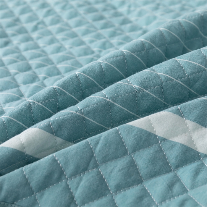 91家纺网 家纺一手货源 找家纺 优乐家纺 2025新款全棉床盖三件套水洗纯棉夹棉绗缝加厚铺盖 青春绿