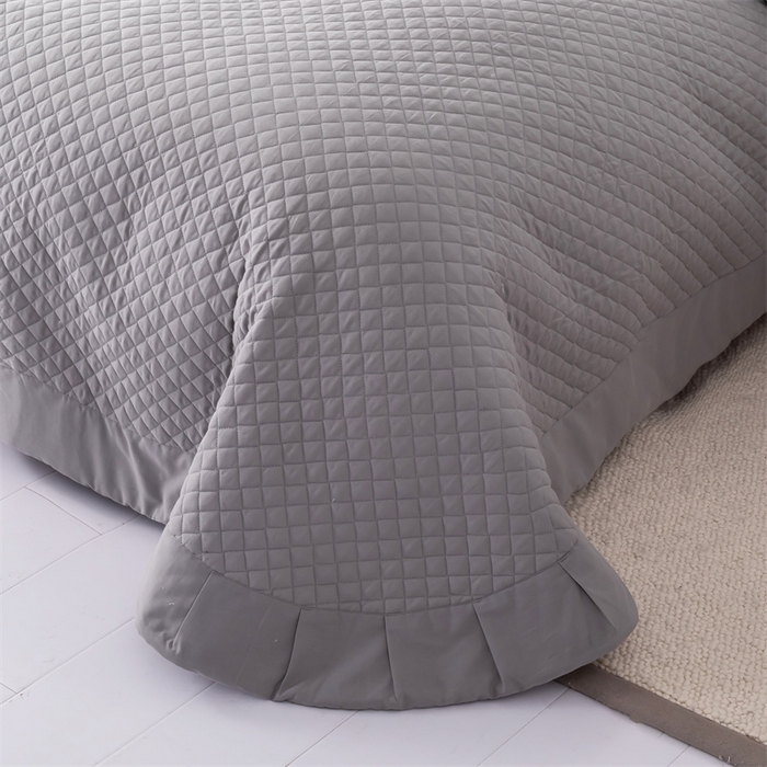 91家纺网 家纺一手货源 找家纺 优乐家纺2025新款全棉床盖三件套水洗纯棉夹棉绗缝加厚铺盖 皇宫灰