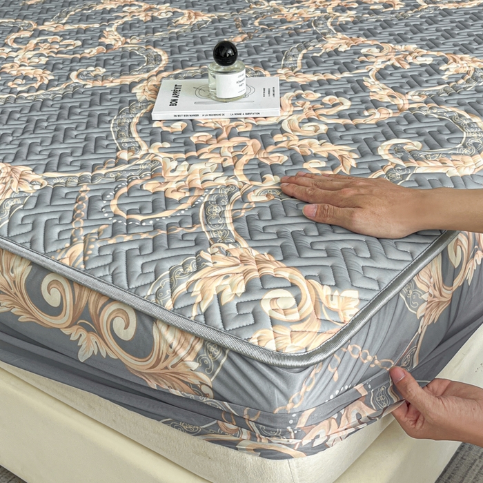 91家纺网 家纺一手货源 找家纺 诺梵 2024年凉感丝印花乳胶凉席床笠三件套 罗马假日