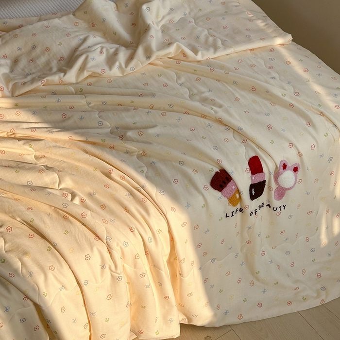 91家纺网 家纺一手货源 找家纺 洋铭区（原狠狠爱） 2024新款双层纱毛巾绣夏被 美妆公主