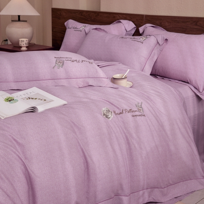 91家纺网 家纺一手货源 找家纺 绒博士 2024新款120支天丝棉四件套-玛奇朵 紫色