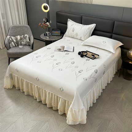 91家纺网 家纺一手货源 找家纺 恒爱2024新款冰感豆豆床单款凉席 水仙百合-灰