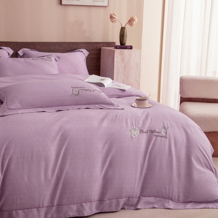 91家纺网 家纺一手货源 找家纺 绒博士 2024新款120支天丝棉四件套-玛奇朵 紫色