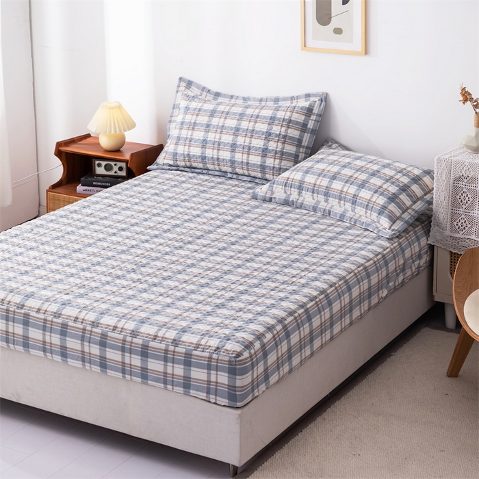 91家纺网 家纺一手货源 找家纺 优乐家纺 2025新款全棉床笠水洗纯棉夹棉绗缝加厚床笠  纽爱格兰