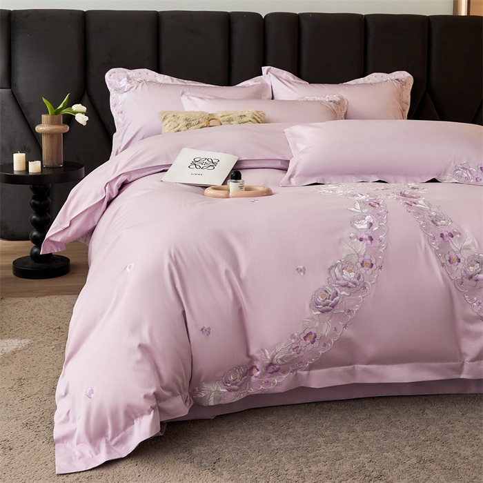 91家纺网 家纺一手货源 找家纺 红番天家居馆 全棉长绒棉刺绣四件套-浪漫系列 长绒棉-浪漫-海葵紫