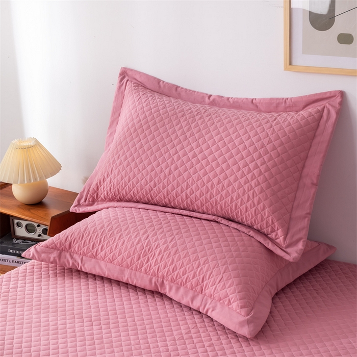 91家纺网 家纺一手货源 找家纺 优乐家纺 2025新款全棉床笠水洗纯棉夹棉绗缝加厚床笠 活力豆沙