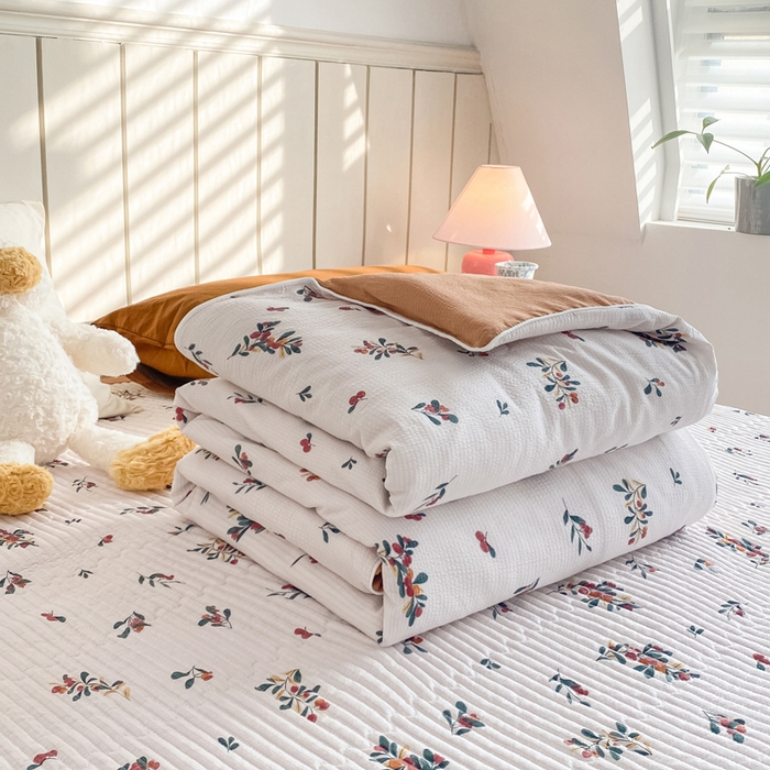 91家纺网 家纺一手货源 找家纺 羋多家纺 2024新款麻绳印花小米棉夏被云感泡芙棉被子泡泡纱单夏被（另有单独床盖）繁华